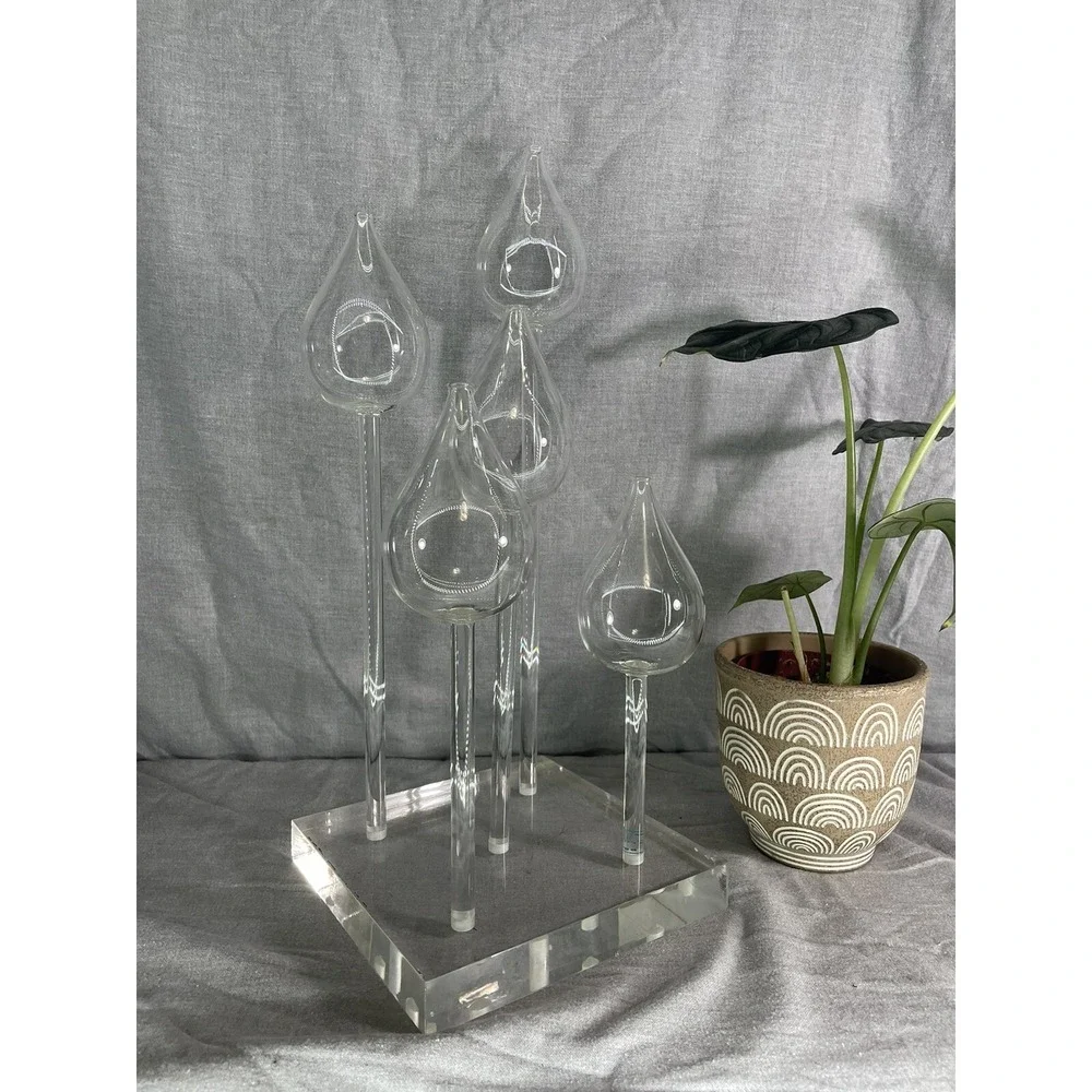 Rare 1960 Vintage‎ Belag MCM hand blown glass oil lamp Luci base 5 stems & wicks